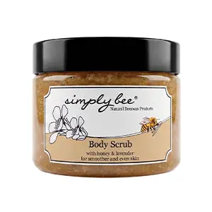Simply Bee Body Scrub jar with honey and lavender
